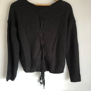 Knit tied-back sweater
